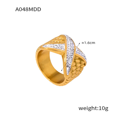 Irregular Square Zircon Rings For Women Stainless Steel Ring Trend Wedding Party Fashion Jewerly Gift