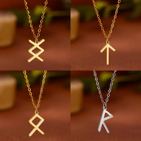 Vikings Rune Pendant Stainless Steel necklace For Women Refined Norse Runic Pendants Accessories Jewelry Gift Free Shipping