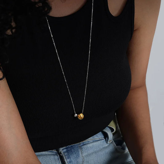 Stainless Steel Long Necklaces For Women Adjustable Women's Sweater Chain Beads Ball Pendant Link Chains Necklace Woman Jewelry