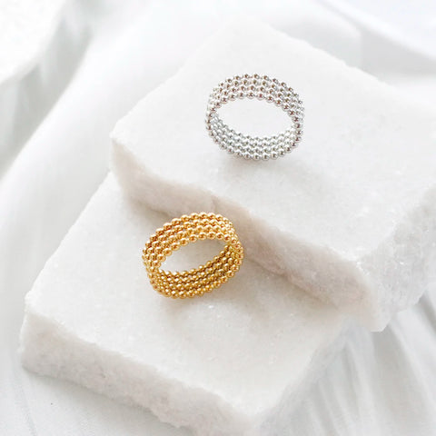 New Hot Trendy Vintage Gold Plated Finger INS Stainless Steel Rings For Women Girl Jewelry Gift