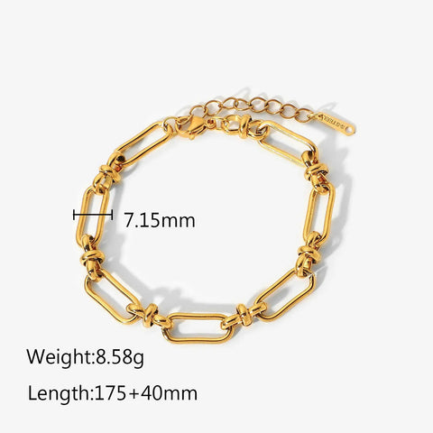 Stainless Steel PVD 18K Gold Plated Tarnish Waterproof Knot Chian Bracelet  For Woman Jewelry Wholesale Trendy