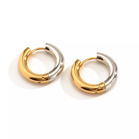 Chunky Classic 4MM Gold Stainless Steel Hoop Earrings PVD Plating Non Tarnish Waterproof 18k Silver Hoop Earrings For Women Gift