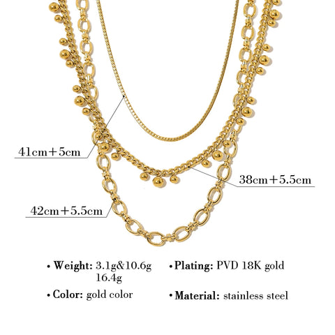 WILD & FREE 18K Gold Plated Stainless Steel Necklaces for Women Punk Gold Color Chains Statement Waterproof Jewelry