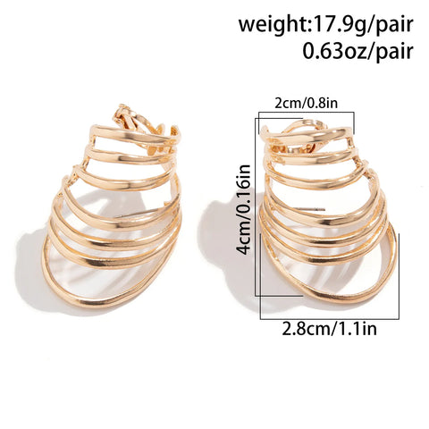 New Waterproof Stainless Steel Geometric Clip Earrings Statement Twist Multilayer Metal Texture Earclips Charm Jewelry for Women