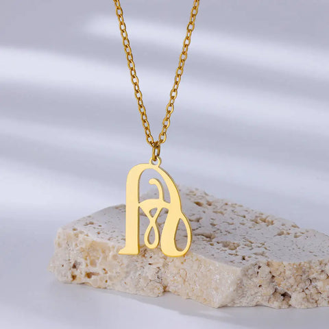 Initial Necklaces for Women Gold Color Letters Stainless Steel Necklace Alphabet Pendant 2024 Trend Couple Party Jewelry collar