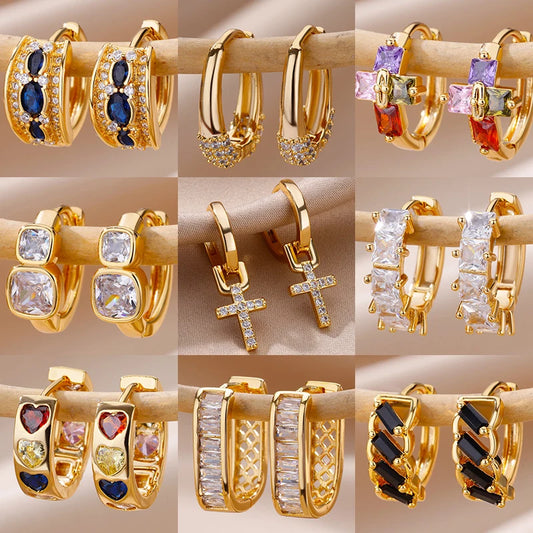 Stainless Steel Earrings for Women Gold Color New In Cross Earrings 2023 Trending Piercing Jewelry Christmas Gift aretes mujer
