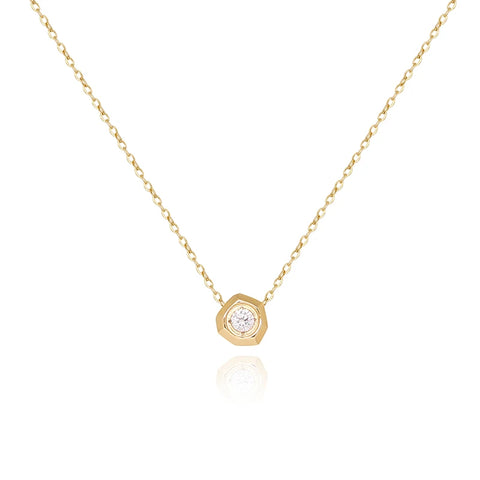 18K Gold Plated Stainless Steel Geometric Cubic Zircon Faceted Pendant Necklace for Women Exquisite Collars Jewelry Gift