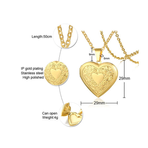 Trendy Stainless Steel Heart Locket Necklace for Women Girls, Can Be Opened Reliquary Pendant,with Family BFF Collar Jewelry