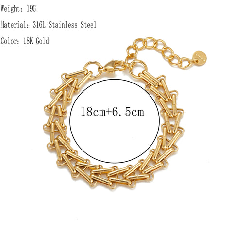 2024 New Titanium Stainless Steel Chain & Link Bracelets Trendy Colour Gold Plated Colorful Glazed Charm Bracelet For Women