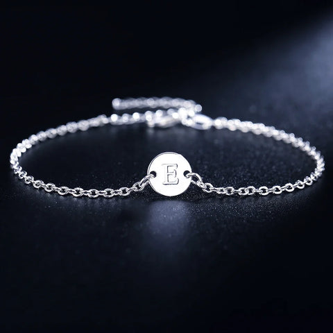 925 Sterling Silver 26 Letter Women Men Chain Bracelet Anklet Charm  Wedding Personality Jewelry Lady Gift Party