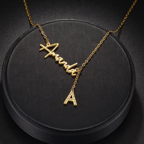 Nextvance Customized Name Necklace Initials Stones Stainless Steel Personalized Pendant Adjusted Chain For Women Christmas Gifts