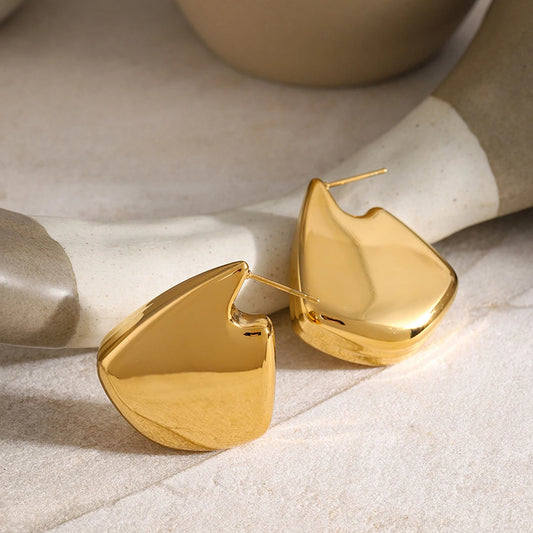 Stainless Steel Dupes Geometric Drop Earrings for Women Designer Fin Shape Ear Studs Hypoallergenic Vintage Aesthetics Jewelry