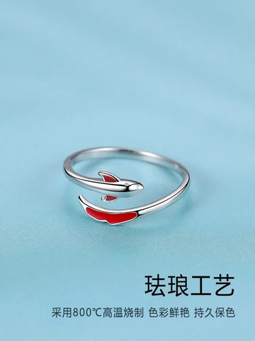 925 Sterling Silver Dolphin Ring For Women Jewelry Finger Adjustable Open Ring For Party Birthday Gift