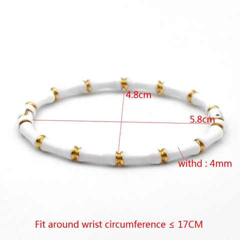 FYSARA Bamboo Shape Desgin Colored Drop Glue Bracelet Retro Style Chain Stainless Steel Bangle For Women Lover Jewelry Chic Gift