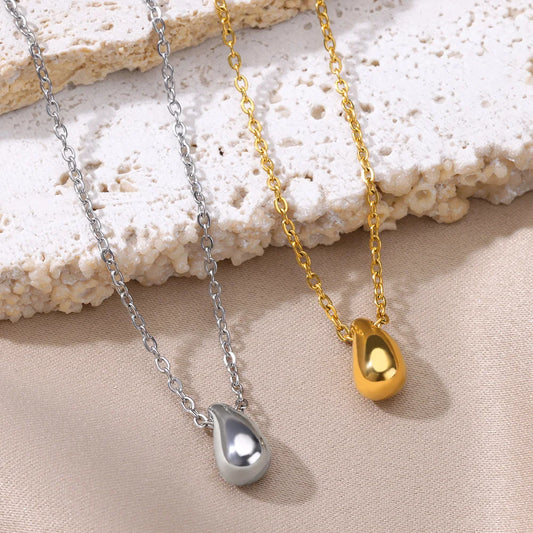 Necklace for Women Stainless Steel Gold Color Water Drop Pendant Necklaces Y2K Accessories Choker Vintage Waterproof Jewelry