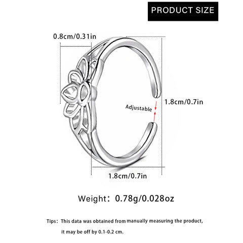 1pc/3pcs Lotus Hollow Crown Stainless Steel Toe Ring Waterproof Hypoallergenic Opening Adjustable Foot Ring Summer Beach Women