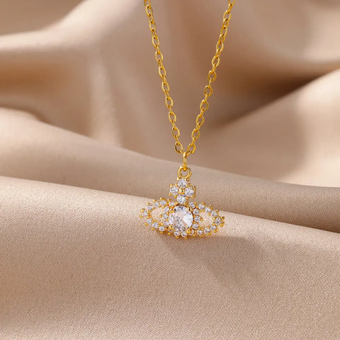 316L Stainless Steel Zircon Jesus Cross Pendant Necklaces For Women Hip Hop Gold Color Cross Necklace Party Jewelry Gift