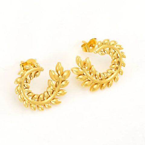 ANENJERY 316L Stainless Steel Daily Wheat Stud Earrings for Women Niche Exequsite Earrings Jewelry Accessory All Match