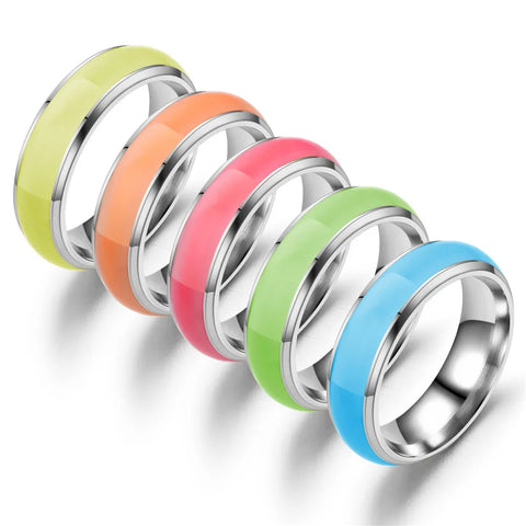 Titanium Steel Ring Jewelry Wholesale Luminous Ring Fluorescent Stainless Steel New Jewelry Stainless Steel Ring