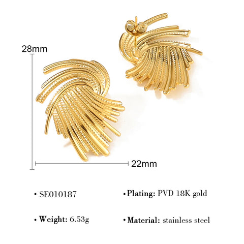 WILD & FREE New In Irregular Stainless Steel Stud Earrings for Women 18K Gold Plated Vintage Trendy Jewelry Waterproof