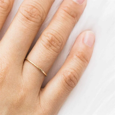 14K Gold Filled Sparkle Stacking Ring Minimalism Jewelry Knuckle Ring Hypoallergenic Jewelry Tarnish Resistant Rings