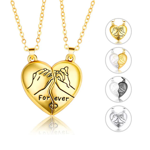 2Pcs/Lot Couple Love Magnetic Charm Necklace Friendship Half Heart Pendant Necklace For Women Valentine's Day Gift dz537