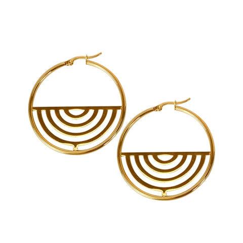 Hgflyxu Gold Color Plated Stainless Steel 304 Hoop Earrings for Women  Circle Ear Jewelry Trendy Accessories New