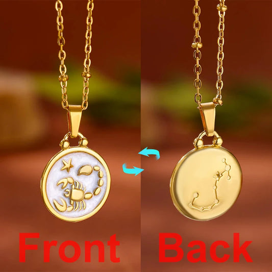 12 Constellation Pendant Necklace for Women Gold Color Stainless Steel Necklace Jewelry Christmas Birthday Gift Free Shipping