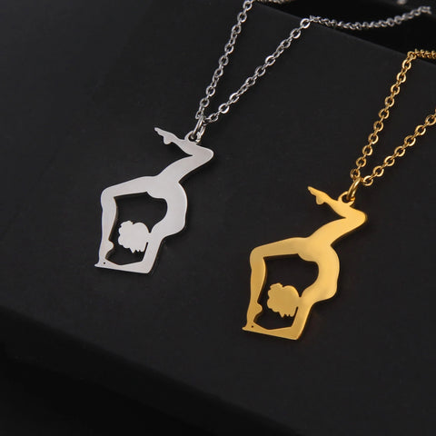 Dreamtimes Gymnastics Necklace Stainless Steel Sports Dance Artistic Gymnastics Skating Athlete Jewelry Pendant Women's Gift