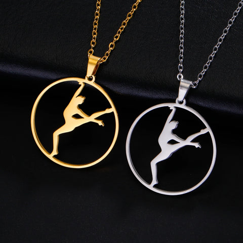 Dreamtimes Gymnastics Necklace Stainless Steel Sports Dance Artistic Gymnastics Skating Athlete Jewelry Pendant Women's Gift