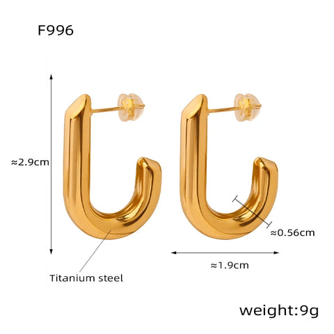 Stainless Steel Chunky Ear Cuff Earrings Classic C-Shape Stacking Drop Earrings For Women Jewelry Gifts
