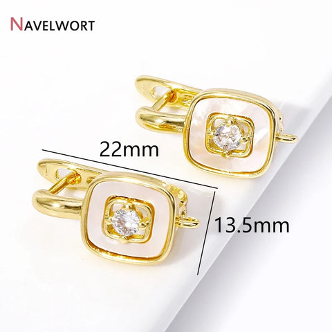 18K Real Gold Plated Square Earwires Fastener,Hook Earrings,Earrings For Luxury Earrings,DIY Earring Findings For Jewelry Making