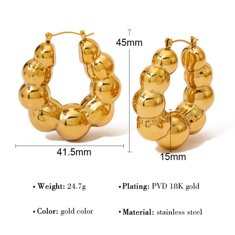 WILD & FREE Stainless Steel Hoop Earrings for Women Statement Chunky 18K Gold Plated Metal Trendy Jewelry Waterproof