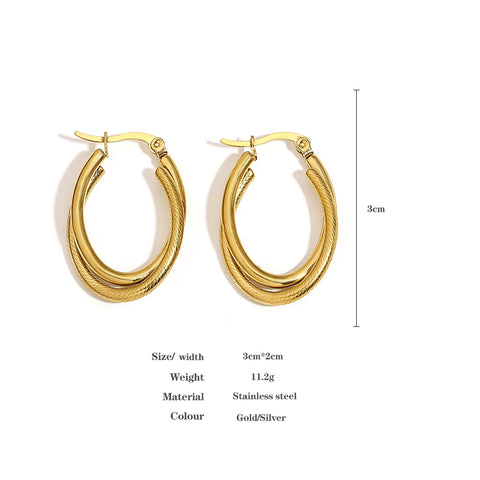 Greatera Trendy Two Tone Stainless Steel Double Twist Hoop Earrings for Women Gold Plated U-Shaped Earrings Waterproof Jewelry