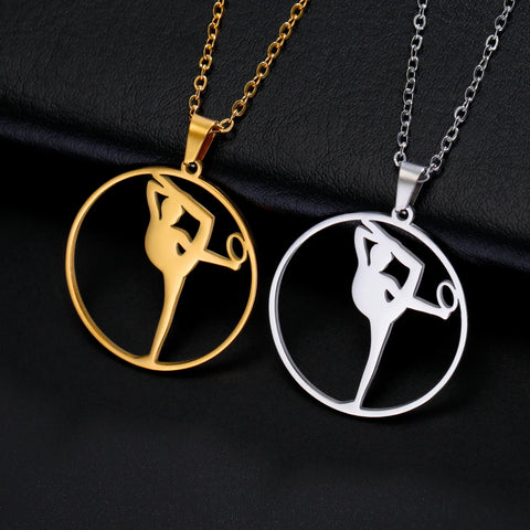 Dreamtimes Gymnastics Necklace Stainless Steel Sports Dance Artistic Gymnastics Skating Athlete Jewelry Pendant Women's Gift