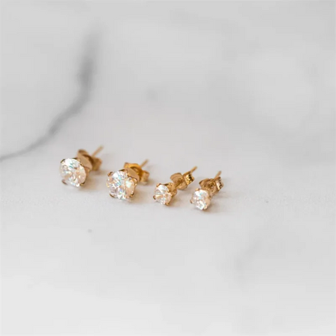 14K Gold Filled Tarnish Resistant CZ Stud Earrings Dainty Earrings Vintage Earrings For Women Simple CZ Studs Waterproof Jewelry