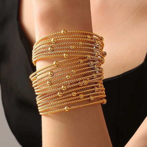 Fashion Multi Layer Twisted Circle Combination Bead Bracelet For Women Stainless Steel 18K Gold Plated Women's Bracelets On Hand