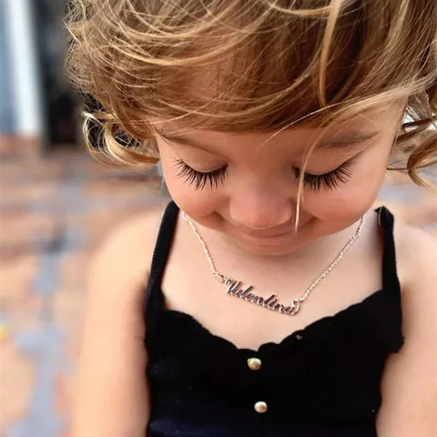 Vnox Custom Baby Name Necklaces for Girls Boys, Stainless Steel Kids Children Personalized Nameplate Chokers Collar Gift Jewelry