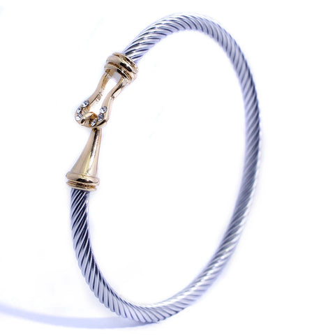 new jewelry fashion simple ladies diamonds can open stainless steel cable bracelet