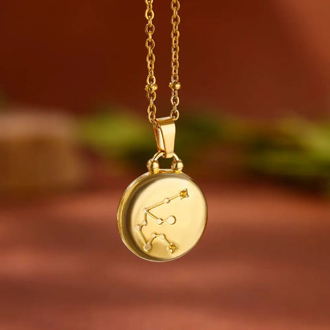 12 Zodiac Sign Necklaces for Women Aries Libra Gemini Pendant Necklace Gold Color Constellations Stainless Steel Jewelry collar