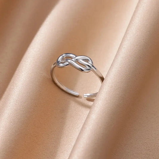 Simple Infinity Symbol Rings For Women Gold Color Stainless Steel Adjustable Rings Females waterproof Wedding Jewelry Gift