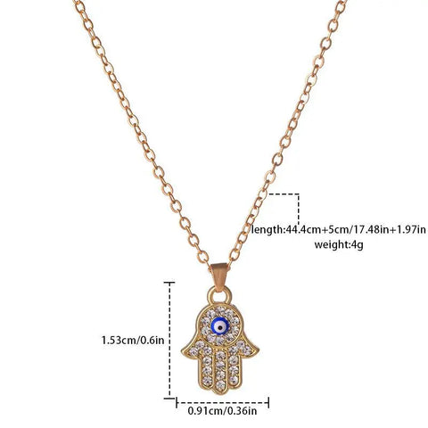 2023 Fashion Vintage Zircon Evil Eye Pendant Necklace for Women Stainless Steel Turkish Eye Fatima Hand Choker Goth Jewelry Gift