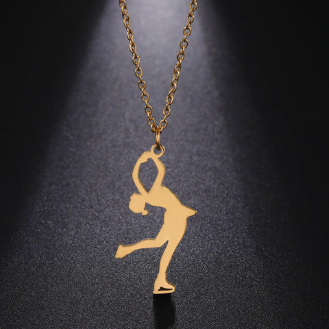 Dreamtimes Gymnastics Necklace Stainless Steel Sports Dance Artistic Gymnastics Skating Athlete Jewelry Pendant Women's Gift