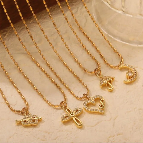 Vintage Women's Stainless Steel Necklace With Pendant Gold Plated Waterproof Necklaces For Women Elegant Woman Choker Neck Chain