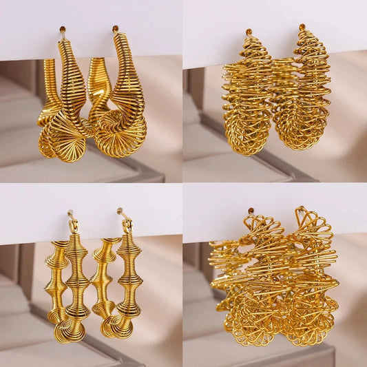 New In Irregular Vintage Coil Earrings for Women Stainless Steel Earrings 2023 Trending Piercing Luxury Jewelry Christmas Gift