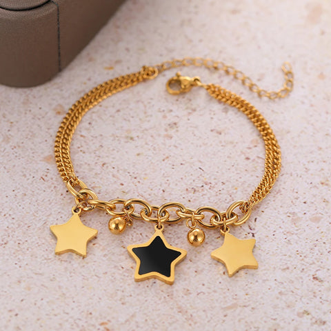 New Senior Acrylic Kpop Stars Bracelet Bells Pendants y2k Accessories Thick Chain Stainless Steel Bracelets For Women Jewelry