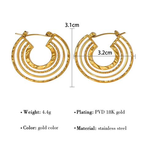 WILD & FREE 18K Gold Plated Stainless Steel Hoop Earrings for Women Vintage Trendy Chic Aesthetic Jewelry Waterproof