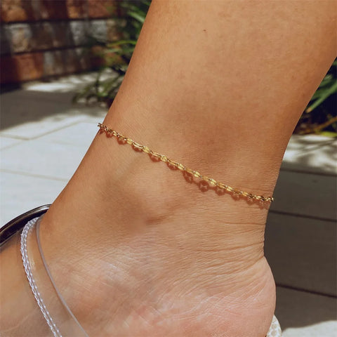 Visunion Stainless Steel Fish Lips Chain Anklet For Women Summer Beach Foot Jewelry On The Leg Minimalist Anklets Female