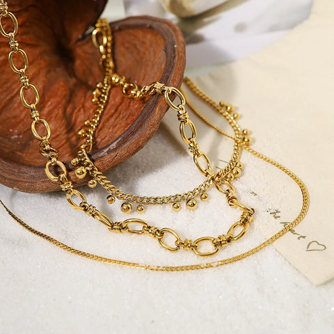 WILD & FREE 18K Gold Plated Stainless Steel Necklaces for Women Punk Gold Color Chains Statement Waterproof Jewelry