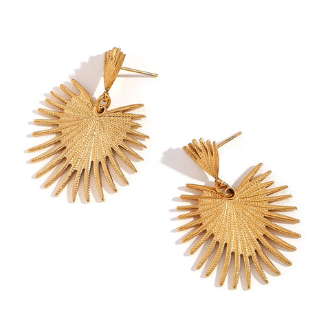 Waterproof Smooth Stainless Steel Temperament Cactus Earrings for Women Statement Gold Color Women Jewelry